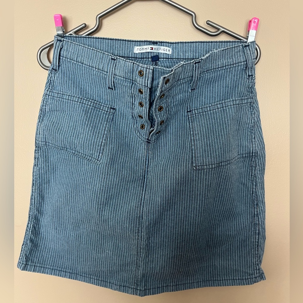 Tommy Hilfiger Blue Pinstripe Mini Skirt